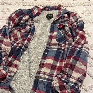 COR Men's Plaid Shirt Jacket - Red and Blue